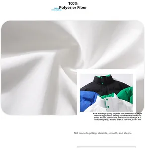 Close-up of windproof polyester fabric texture and collar details in various colors