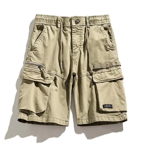 Men's Cargo Shorts Cotton Spandex Multi Pocket Outdoor Casual Japanese Style Drawstring Elastic Waist Workwear Shorts For Men