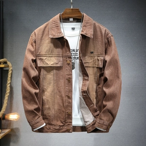 Giacca di Denim Lavata Rétro da Uomo Cappotto Casual in Misto Cotone Stile Workwear Con Tasche a Patta Per Uso Quotidiano Streetwear