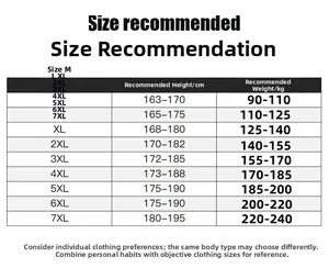 Size chart table for men's winter hooded parka coat showing height and weight recommendations