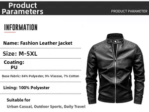 Detailed view of black PU leather motorcycle jacket with quilted shoulder texture and specs