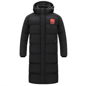 Men's Long Hooded Padded Jacket Windproof Down Cotton Filled Winter Coat Over Knee Thick Warm Casual Sporty Parka Coat