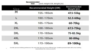 Size chart for men's PU leather jacket showing height and weight guides from M to 5XL