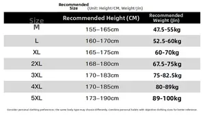 Detailed size chart for men's PU leather jacket ranging from size M to 5XL for perfect fit
