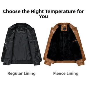 Detail showing classic faux leather jacket with regular and fleece lining options