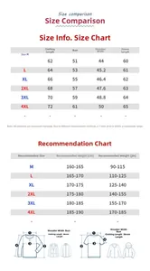 Detailed size chart for men's PU leather biker jacket from M to 4XL with measurements