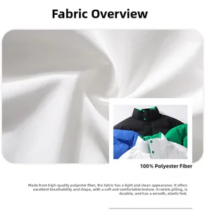 Detail of breathable 100% polyester fabric for men's winter jacket with functional features