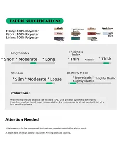 Size chart showing 100% polyester fabric details and 11 color options for men's winter jacket