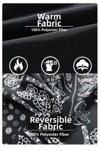 Detailed view of dual-sided 100% polyester fabric with paisley print and soft texture