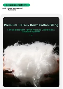 Close-up of white 3D synthetic down padding fiber with soft resilient texture