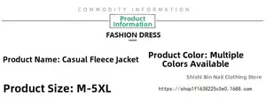 Größentabelle und Farboptionen für lässige Fleecejacke, Größen von M bis 5XL
