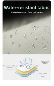 Detail of waterproof surface and triple-layer windproof fabric for warm winter coats