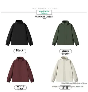 Minimalistische Herren Windbreaker in Schwarz, Olivgrün, Weinrot und Off-White Farben