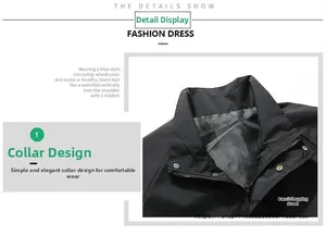 Detail der Herrenjacke in Schwarz mit Stehkragen, Metallreißverschluss und Druckknöpfen
