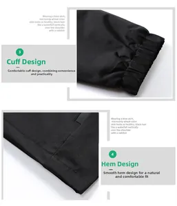 Detail view of elastic ribbed cuffs and smooth hem on a black windproof jacket