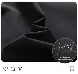 Macro shot showing waterproof T400 oxford fabric texture with water droplets on black jacket