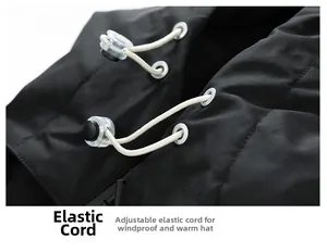 Macro view of adjustable toggle and drawstring on windproof waterproof outdoor jacket