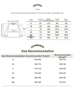 Guide des tailles pour veste à capuche extérieure homme avec mesures de poitrine