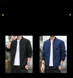 Detail of slim fit bomber jacket with textured geometric pattern and ribbed collar cuffs