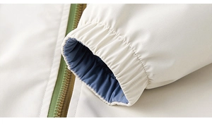 Detail of the elastic cuffs and high-density windproof zipper on the casual jacket