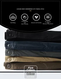Detail showing five colors of breathable cotton work shorts with twill texture fabric