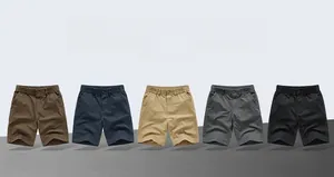 Detail showcasing five color options of casual cotton cargo shorts for men