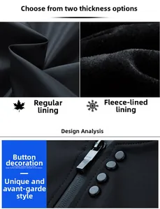 Detail view of winter jacket featuring fleece lining options and collar zipper design