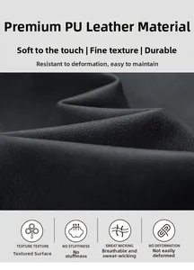Close-up of premium black PU leather texture showing soft finish and durable grain details