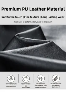 Detailed macro view of textured black PU leather fabric on a men's biker jacket