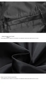 Detailed macro view of the sleek inner pocket and silky synthetic lining of the PU jacket