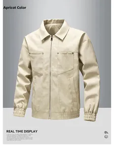 Detail view of apricot racing jacket featuring ribbed cuffs and zipper chest pockets