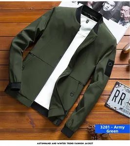 Detailed view of army green bomber jacket featuring ribbed collar and sleeve pocket detail