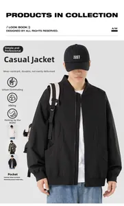 Détails d'un blouson aviateur coupe-vent avec poignets côtelés et poches zippées pour hommes