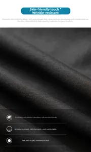 Detail view of black breathable anti-wrinkle fabric with clear micro-elastic texture