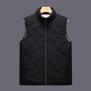 Gilet matelassé noir pour homme avec doublure polaire, col montant et fermeture