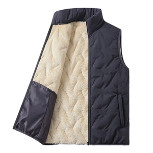 Gilet homme épais en laine d'agneau avec col montant et doublure thermique polaire