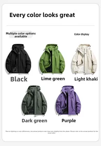 Waterproof hooded jacket available in black green khaki and purple windproof fabric