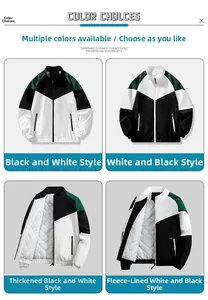 Detailed grid view of color-block athletic jackets with quilted lining textures