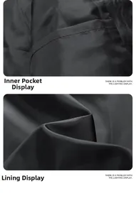 Detail view of the black jacket featuring a smooth woven lining and a functional inner pocket