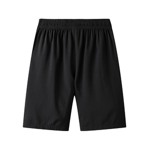 Men's quick-dry black sports shorts with elastic waist and relaxed straight leg fit