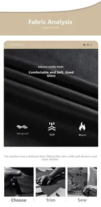 Detail showing windproof soft and warm texture of high-quality black leather jacket fabric