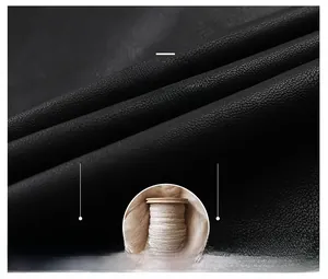 Close-up of premium black grain leather paired with high-quality natural wool material