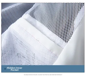 Detail of white mesh lining and a secure hidden inner pocket on the men jacket