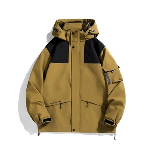 Outdoor Waterproof Windproof Hooded Jacket For Men Women Color Block Sport Mountain Climbing Nylon Windbreaker Top