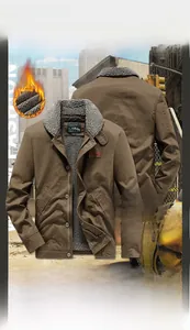 Veste de travail marron pour homme avec doublure polaire et col en peau de mouton