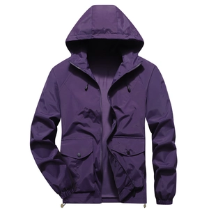 Giacca Antivento da Uomo con Cappuccio Cappotto Leggero Casual all'Aperto con Tasche Cargo Allentato Top a Manica Lunga in Poliestere