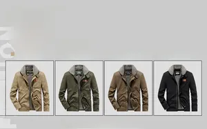 Options de couleur pour veste d'hiver homme en kaki, vert, café et noir avec polaire