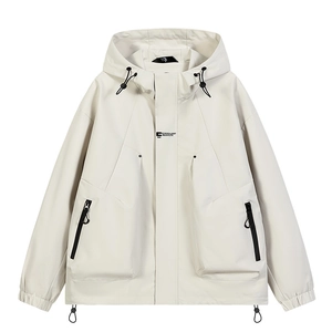 Off-White Herren Windbreaker Jacke mit verstellbarer Kapuze und Brust-Stickerei