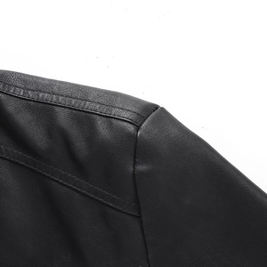 Slim fit black leather jacket for men featuring classic litchi grain and dual stitching detail