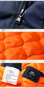 Detail of MA1 flight jacket featuring orange quilted lining and brand labels